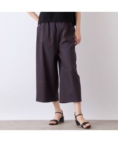 Liliane Burty ECLAT（Sサイズ） / リリアンビューティ エクラ ショート・ハーフ・半端丈パンツ | 【洗える】リネンチェックプルオールゴムパンツ