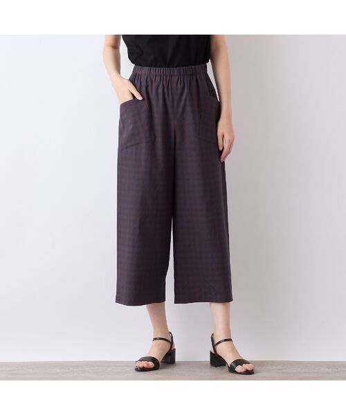 Liliane Burty ECLAT（Sサイズ） / リリアンビューティ エクラ ショート・ハーフ・半端丈パンツ | 【洗える】リネンチェックプルオールゴムパンツ | 詳細2