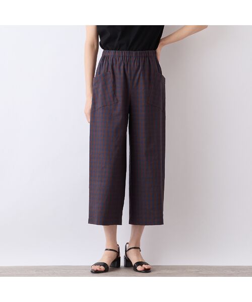Liliane Burty ECLAT（Sサイズ） / リリアンビューティ エクラ ショート・ハーフ・半端丈パンツ | 【洗える】リネンチェックプルオールゴムパンツ | 詳細3