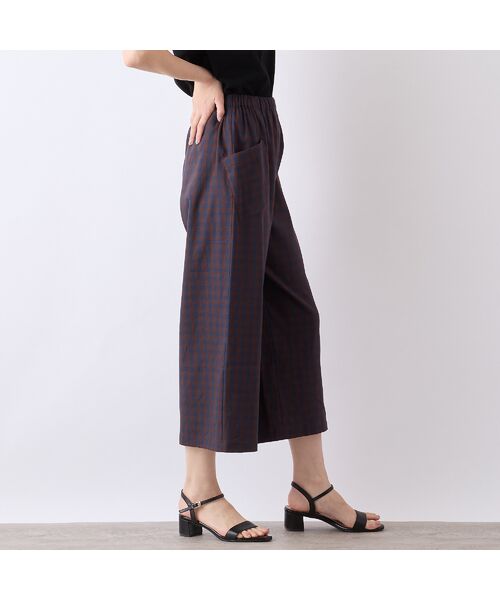 Liliane Burty ECLAT（Sサイズ） / リリアンビューティ エクラ ショート・ハーフ・半端丈パンツ | 【洗える】リネンチェックプルオールゴムパンツ | 詳細4