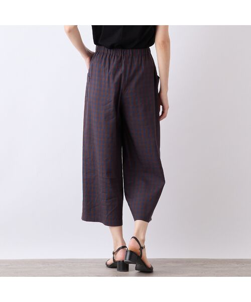 Liliane Burty ECLAT（Sサイズ） / リリアンビューティ エクラ ショート・ハーフ・半端丈パンツ | 【洗える】リネンチェックプルオールゴムパンツ | 詳細5