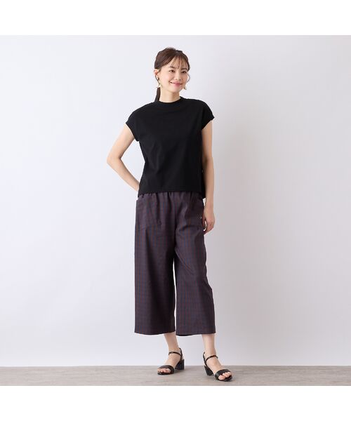 Liliane Burty ECLAT（Sサイズ） / リリアンビューティ エクラ ショート・ハーフ・半端丈パンツ | 【洗える】リネンチェックプルオールゴムパンツ | 詳細7