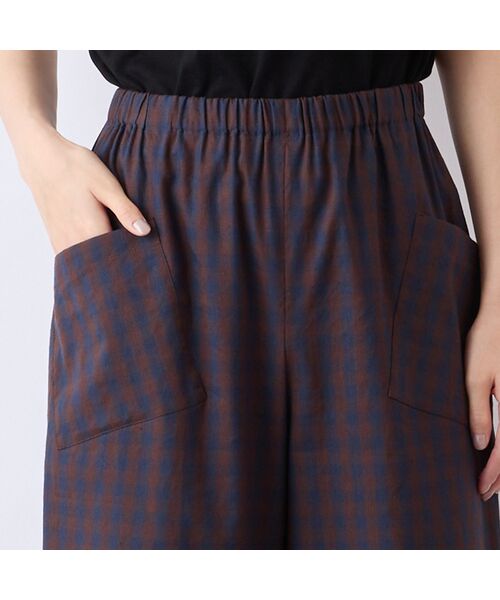 Liliane Burty ECLAT（Sサイズ） / リリアンビューティ エクラ ショート・ハーフ・半端丈パンツ | 【洗える】リネンチェックプルオールゴムパンツ | 詳細8