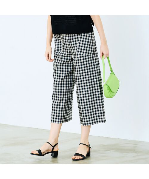 Liliane Burty ECLAT（Sサイズ） / リリアンビューティ エクラ ショート・ハーフ・半端丈パンツ | 【洗える】リネンチェックプルオールゴムパンツ | 詳細10