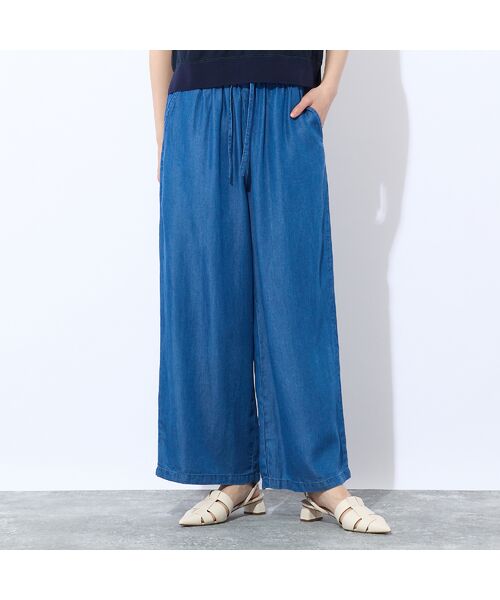 Liliane Burty ECLAT(Sサイズ) / リリアンビューティ エクラ デニムパンツ | 【洗える】オールゴムワイドリヨセルデニムパンツ | 詳細1