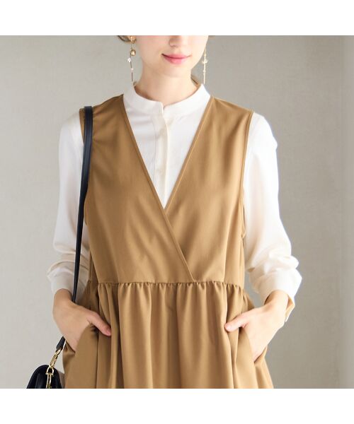 Liliane Burty ECLAT（Sサイズ） / リリアンビューティ エクラ ミニ丈・ひざ丈ワンピース | 【洗える・接触冷感】カシュクールジャンパードレス | 詳細13