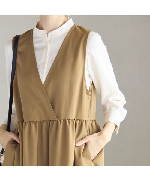 Liliane Burty ECLAT（Sサイズ） / リリアンビューティ エクラ ミニ丈・ひざ丈ワンピース | 【洗える・接触冷感】カシュクールジャンパードレス | 詳細14