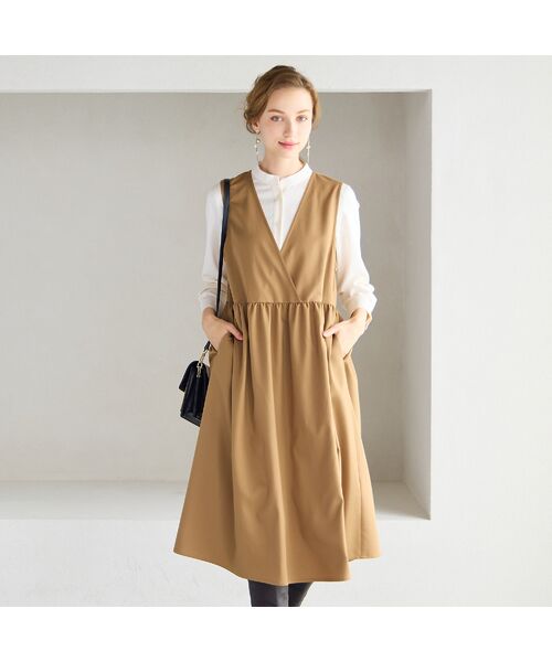 Liliane Burty ECLAT（Sサイズ） / リリアンビューティ エクラ ミニ丈・ひざ丈ワンピース | 【洗える・接触冷感】カシュクールジャンパードレス | 詳細2