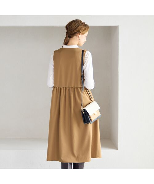 Liliane Burty ECLAT（Sサイズ） / リリアンビューティ エクラ ミニ丈・ひざ丈ワンピース | 【洗える・接触冷感】カシュクールジャンパードレス | 詳細3