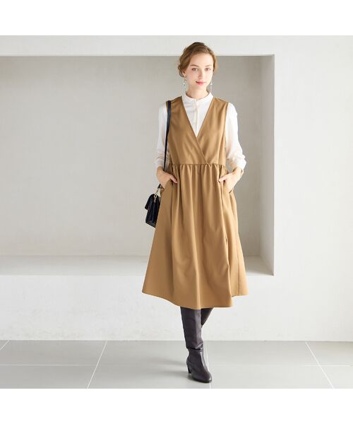 Liliane Burty ECLAT（Sサイズ） / リリアンビューティ エクラ ミニ丈・ひざ丈ワンピース | 【洗える・接触冷感】カシュクールジャンパードレス | 詳細5