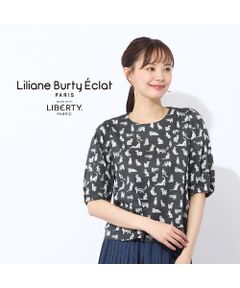 Liliane Burty ECLAT（Sサイズ） / リリアンビューティ エクラ カットソー | 【洗える】リバティ　ねこ/フラワープリントTシャツ