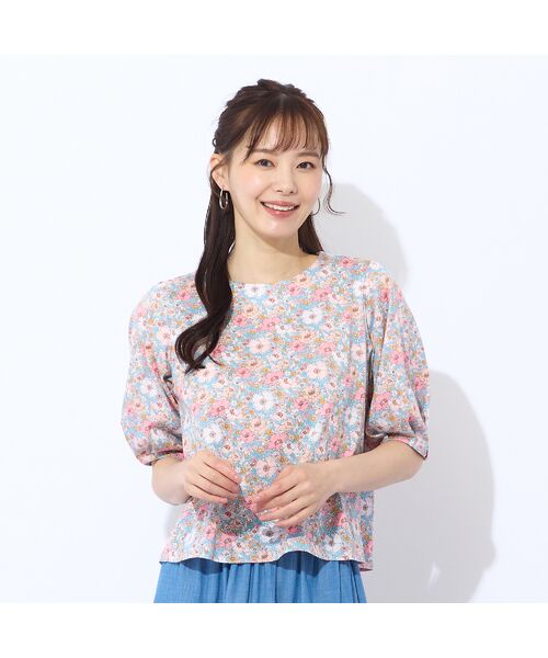 Liliane Burty ECLAT（Sサイズ） / リリアンビューティ エクラ カットソー | 【洗える】リバティ　ねこ/フラワープリントTシャツ | 詳細2