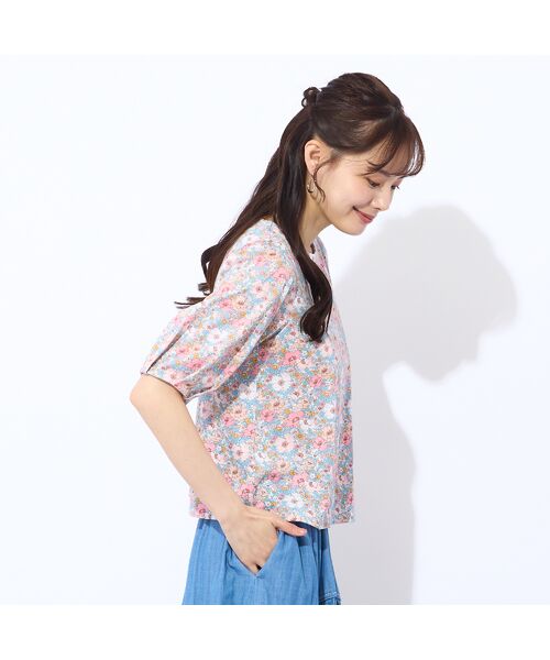 Liliane Burty ECLAT（Sサイズ） / リリアンビューティ エクラ カットソー | 【洗える】リバティ　ねこ/フラワープリントTシャツ | 詳細3