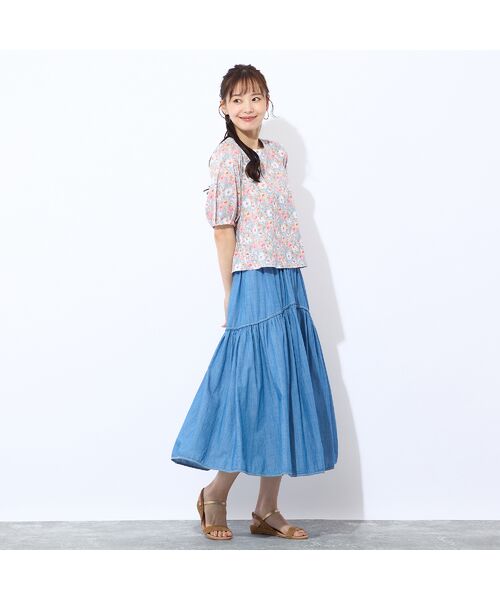 Liliane Burty ECLAT（Sサイズ） / リリアンビューティ エクラ カットソー | 【洗える】リバティ　ねこ/フラワープリントTシャツ | 詳細5