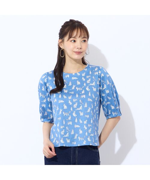 Liliane Burty ECLAT（Sサイズ） / リリアンビューティ エクラ カットソー | 【洗える】リバティ　ねこ/フラワープリントTシャツ | 詳細13