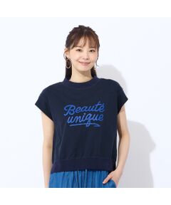 Liliane Burty ECLAT（Sサイズ） / リリアンビューティ エクラ カットソー | 【洗える】リブ使い裏毛ロゴプリントTシャツ
