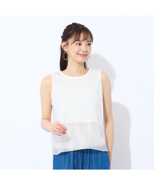 Liliane Burty ECLAT（Sサイズ） / リリアンビューティ エクラ カットソー | 【洗える】シアー配色使いタンクトップ | 詳細1