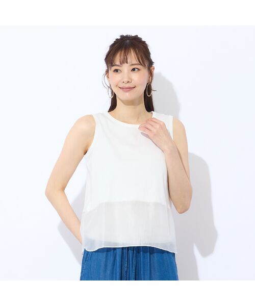 Liliane Burty ECLAT（Sサイズ） / リリアンビューティ エクラ カットソー | 【洗える】シアー配色使いタンクトップ | 詳細2