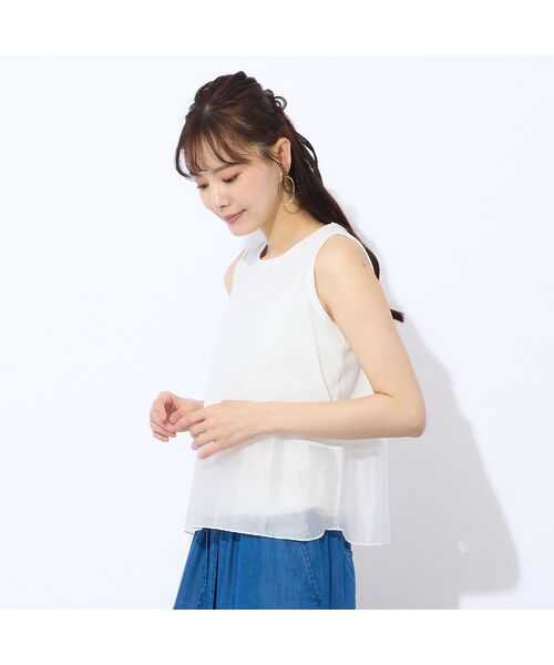 Liliane Burty ECLAT（Sサイズ） / リリアンビューティ エクラ カットソー | 【洗える】シアー配色使いタンクトップ | 詳細3