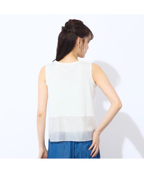Liliane Burty ECLAT（Sサイズ） / リリアンビューティ エクラ カットソー | 【洗える】シアー配色使いタンクトップ | 詳細4