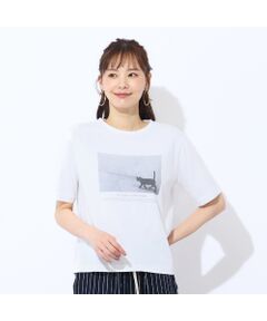 Liliane Burty ECLAT（Sサイズ） / リリアンビューティ エクラ カットソー | 【洗える・吸水速乾】綿100％ネコプリントTシャツ