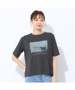 Liliane Burty ECLAT（Sサイズ） / リリアンビューティ エクラ カットソー | 【洗える・吸水速乾】綿100％ネコプリントTシャツ