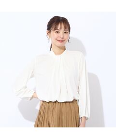 Liliane Burty ECLAT（Sサイズ） / リリアンビューティ エクラ カットソー | 【洗える・接触冷感】ボウタイ風プルオーバーTシャツ