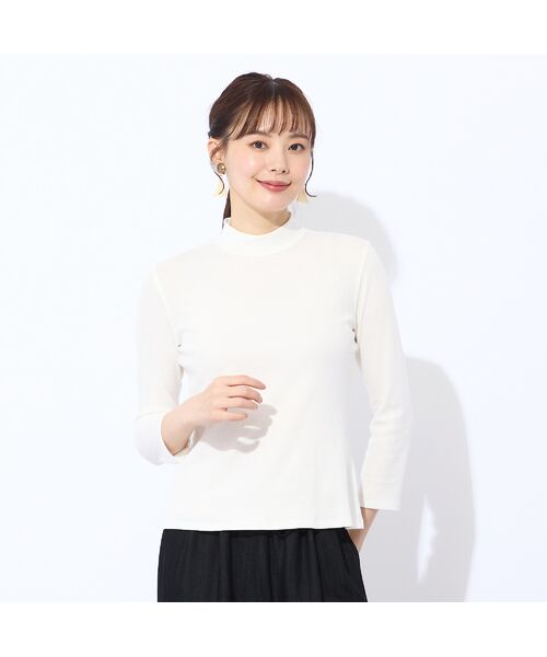 Liliane Burty ECLAT（Sサイズ） / リリアンビューティ エクラ カットソー | 【洗える・接触冷感】綿100％ハイネック　七分袖Tシャツ | 詳細1