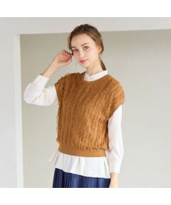 Liliane Burty ECLAT（Sサイズ） / リリアンビューティ エクラ ベスト | ギマフリンジ　プルオーバーニット