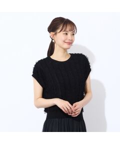 Liliane Burty ECLAT（Sサイズ） / リリアンビューティ エクラ ベスト | ギマフリンジ　プルオーバーニット