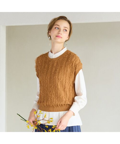 Liliane Burty ECLAT（Sサイズ） / リリアンビューティ エクラ ベスト | ギマフリンジ　プルオーバーニット | 詳細1