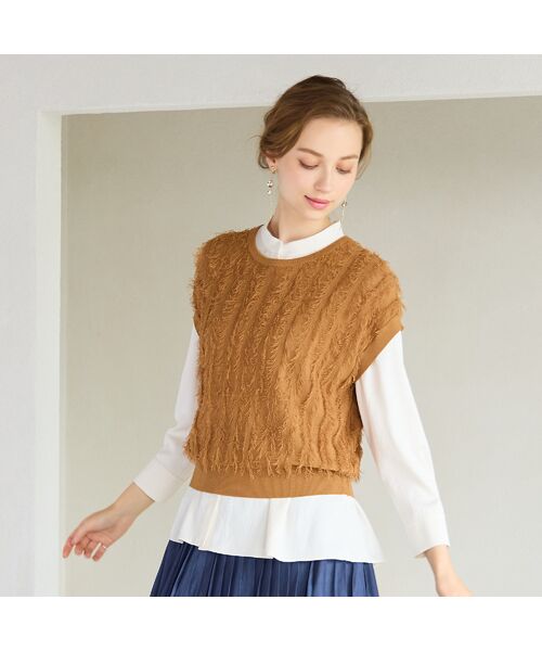 Liliane Burty ECLAT（Sサイズ） / リリアンビューティ エクラ ベスト | ギマフリンジ　プルオーバーニット | 詳細2