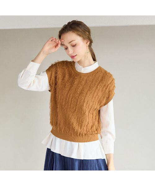 Liliane Burty ECLAT（Sサイズ） / リリアンビューティ エクラ ベスト | ギマフリンジ　プルオーバーニット | 詳細3