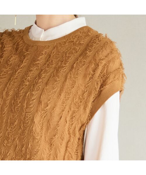 Liliane Burty ECLAT（Sサイズ） / リリアンビューティ エクラ ベスト | ギマフリンジ　プルオーバーニット | 詳細8