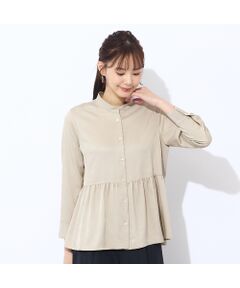 Liliane Burty ECLAT（Sサイズ） / リリアンビューティ エクラ シャツ・ブラウス | 【洗える】シルキーツイルバンドカラーブラウス