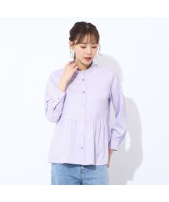 Liliane Burty ECLAT（Sサイズ） / リリアンビューティ エクラ シャツ・ブラウス | 【洗える】シルキーツイルバンドカラーブラウス