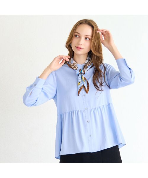 Liliane Burty ECLAT（Sサイズ） / リリアンビューティ エクラ シャツ・ブラウス | 【洗える】シルキーツイルバンドカラーブラウス | 詳細11