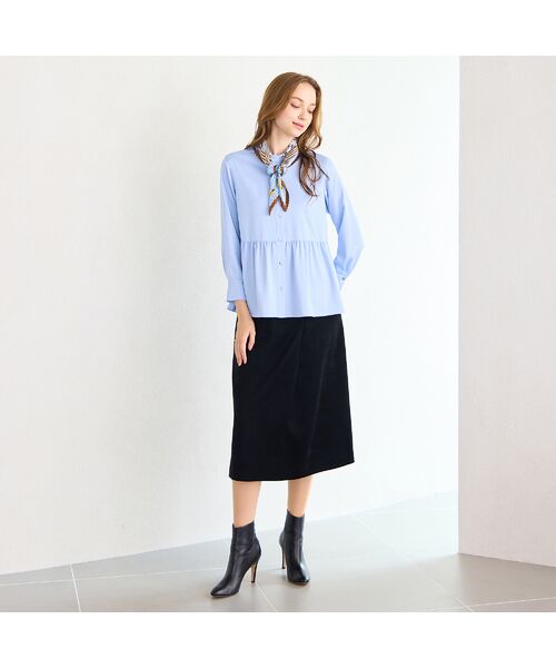 Liliane Burty ECLAT（Sサイズ） / リリアンビューティ エクラ シャツ・ブラウス | 【洗える】シルキーツイルバンドカラーブラウス | 詳細12