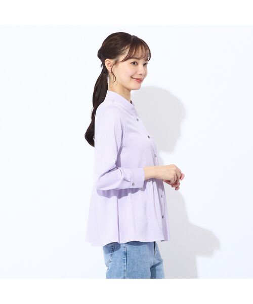 Liliane Burty ECLAT（Sサイズ） / リリアンビューティ エクラ シャツ・ブラウス | 【洗える】シルキーツイルバンドカラーブラウス | 詳細15