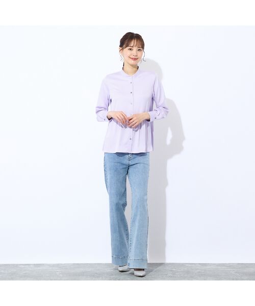 Liliane Burty ECLAT（Sサイズ） / リリアンビューティ エクラ シャツ・ブラウス | 【洗える】シルキーツイルバンドカラーブラウス | 詳細16