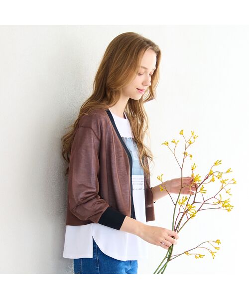 Liliane Burty ECLAT（Sサイズ） / リリアンビューティ エクラ カーディガン・ボレロ | 【洗える】シアーニットカーディガン | 詳細3