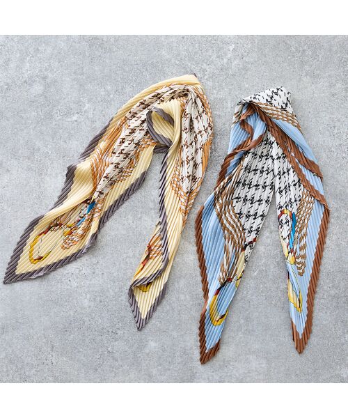 Liliane Burty ECLAT（Sサイズ） / リリアンビューティ エクラ マフラー・ショール・スヌード・ストール | 幾何柄プリーツ　ウォッシャブルスカーフ | 詳細14