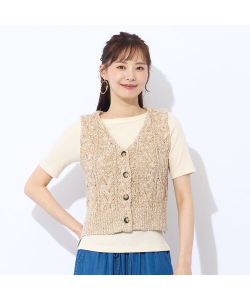 Liliane Burty ECLAT（Sサイズ） / リリアンビューティ エクラ ベスト | 【洗える】メランジニットベスト | 詳細2