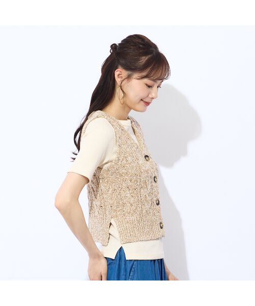 Liliane Burty ECLAT（Sサイズ） / リリアンビューティ エクラ ベスト | 【洗える】メランジニットベスト | 詳細3