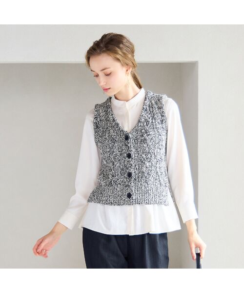 Liliane Burty ECLAT（Sサイズ） / リリアンビューティ エクラ ベスト | 【洗える】メランジニットベスト | 詳細9