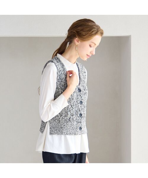 Liliane Burty ECLAT（Sサイズ） / リリアンビューティ エクラ ベスト | 【洗える】メランジニットベスト | 詳細10