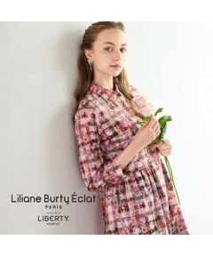 Liliane Burty ECLAT（Sサイズ） / リリアンビューティ エクラ ミニ丈・ひざ丈ワンピース | 【洗える】リバティ　ギンガムフラワープリントワンピース
