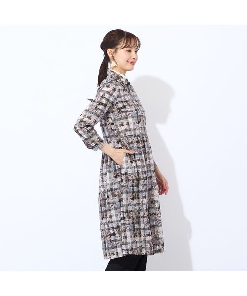 Liliane Burty ECLAT（Sサイズ） / リリアンビューティ エクラ ミニ丈・ひざ丈ワンピース | 【洗える】リバティ　ギンガムフラワープリントワンピース | 詳細3