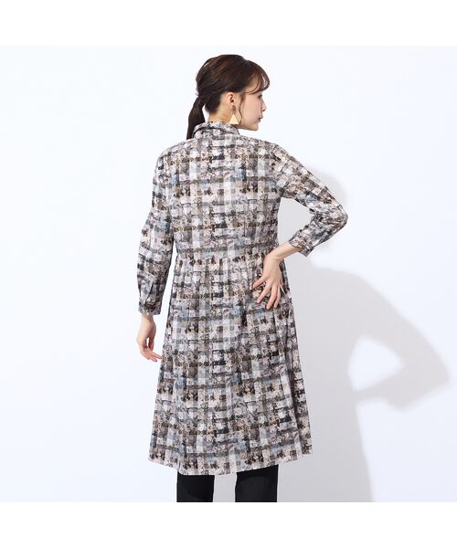 Liliane Burty ECLAT（Sサイズ） / リリアンビューティ エクラ ミニ丈・ひざ丈ワンピース | 【洗える】リバティ　ギンガムフラワープリントワンピース | 詳細4