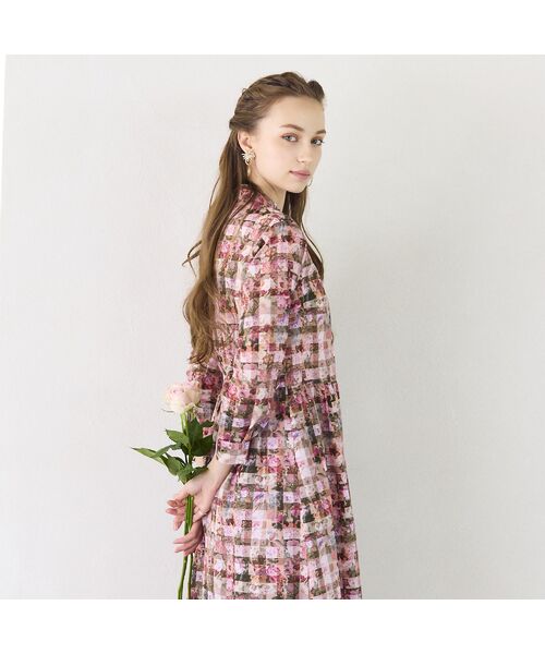 Liliane Burty ECLAT（Sサイズ） / リリアンビューティ エクラ ミニ丈・ひざ丈ワンピース | 【洗える】リバティ　ギンガムフラワープリントワンピース | 詳細8